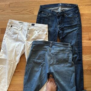 3 pairs Adriano Goldschmied & 7 for all Mankind jeans 30R straight legged jeans
